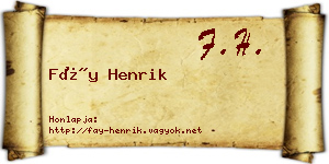 Fáy Henrik névjegykártya