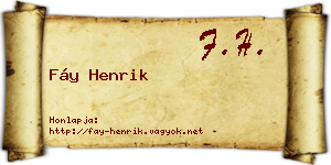 Fáy Henrik névjegykártya